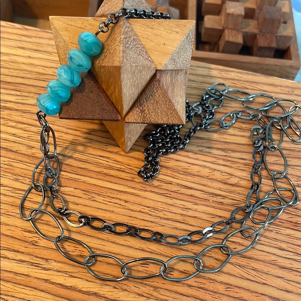 Handmade Glass and Sleek Mixed Chain Necklace